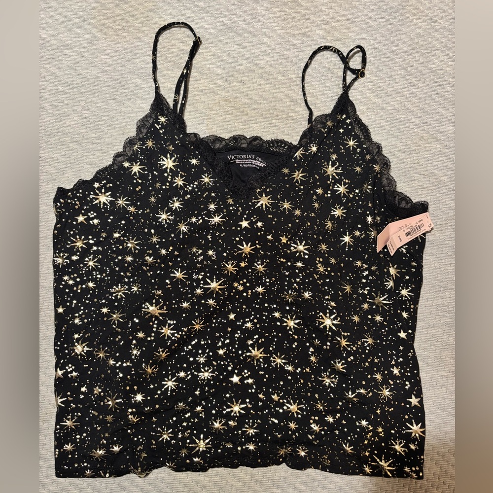 Victoria's Secret Black and Gold Star Pajama Set - Picture 2 of 3